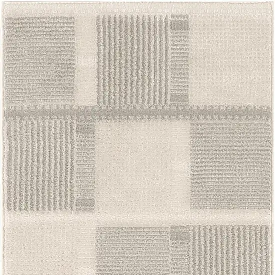 6' Ivory And Gray Geometric Runner Rug Photo 4