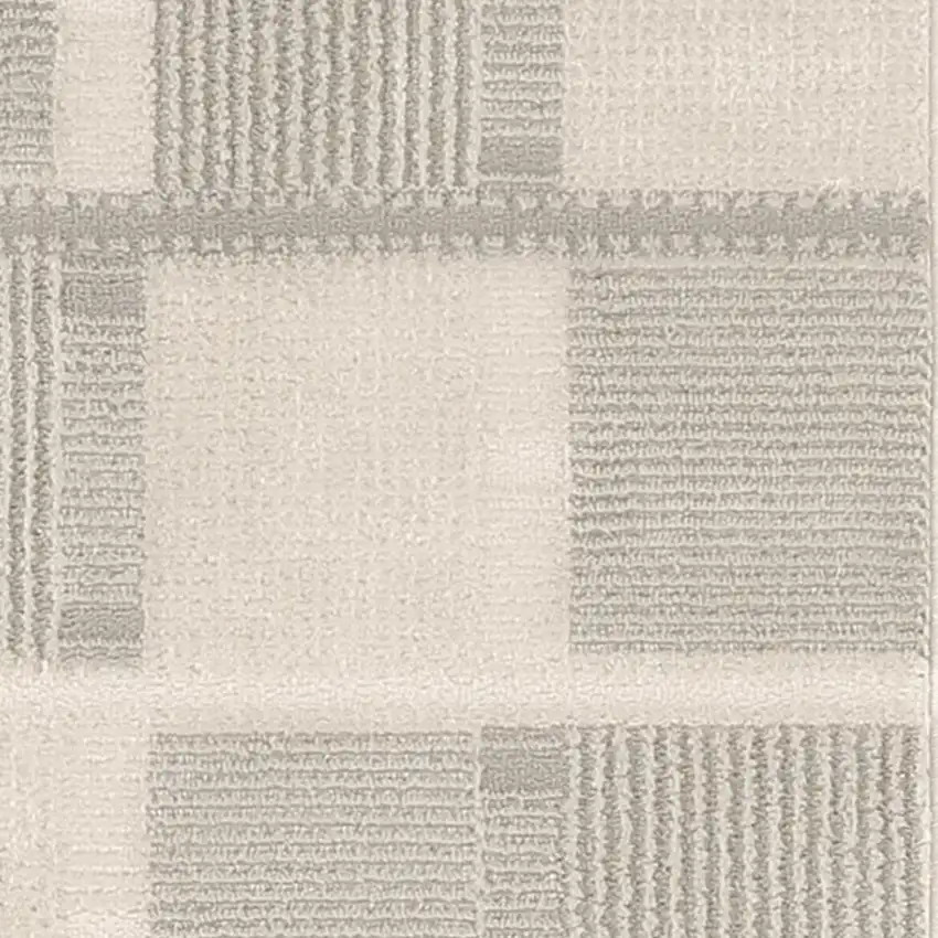 6' Ivory And Gray Geometric Runner Rug Photo 3
