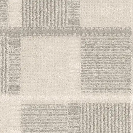 6' Ivory And Gray Geometric Runner Rug Photo 3