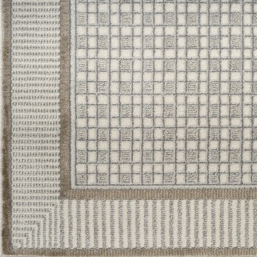 6' Ivory And Gray Geometric Runner Rug Photo 5