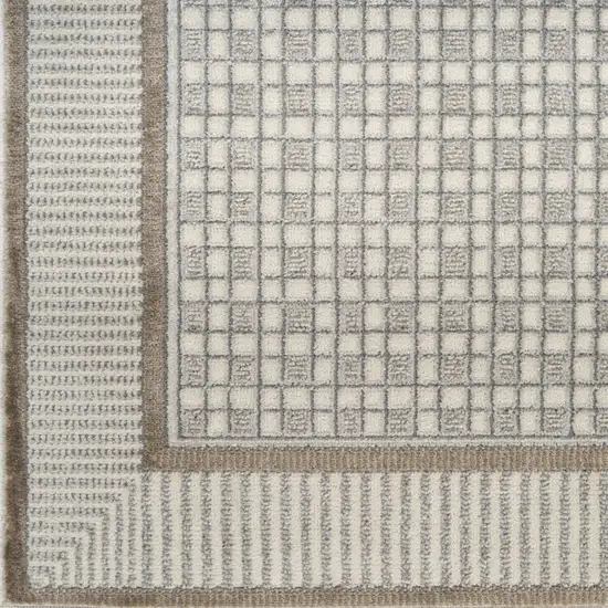 6' Ivory And Gray Geometric Runner Rug Photo 5