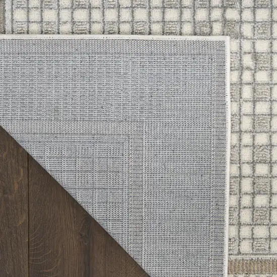 6' Ivory And Gray Geometric Runner Rug Photo 9