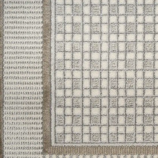 6' Ivory And Gray Geometric Runner Rug Photo 6