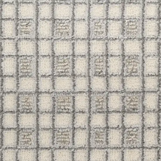 6' Ivory And Gray Geometric Runner Rug Photo 7