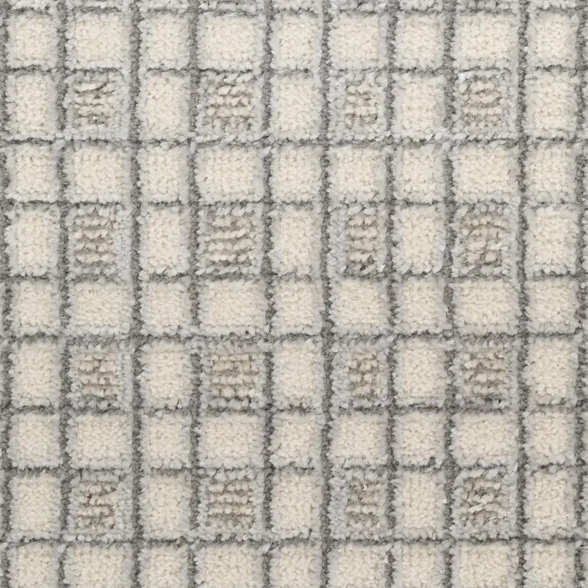 6' Ivory And Gray Geometric Runner Rug Photo 7