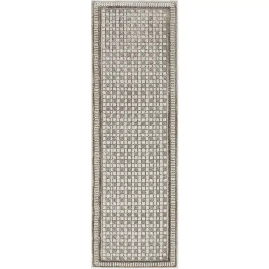 6' Ivory And Gray Geometric Runner Rug Photo 4