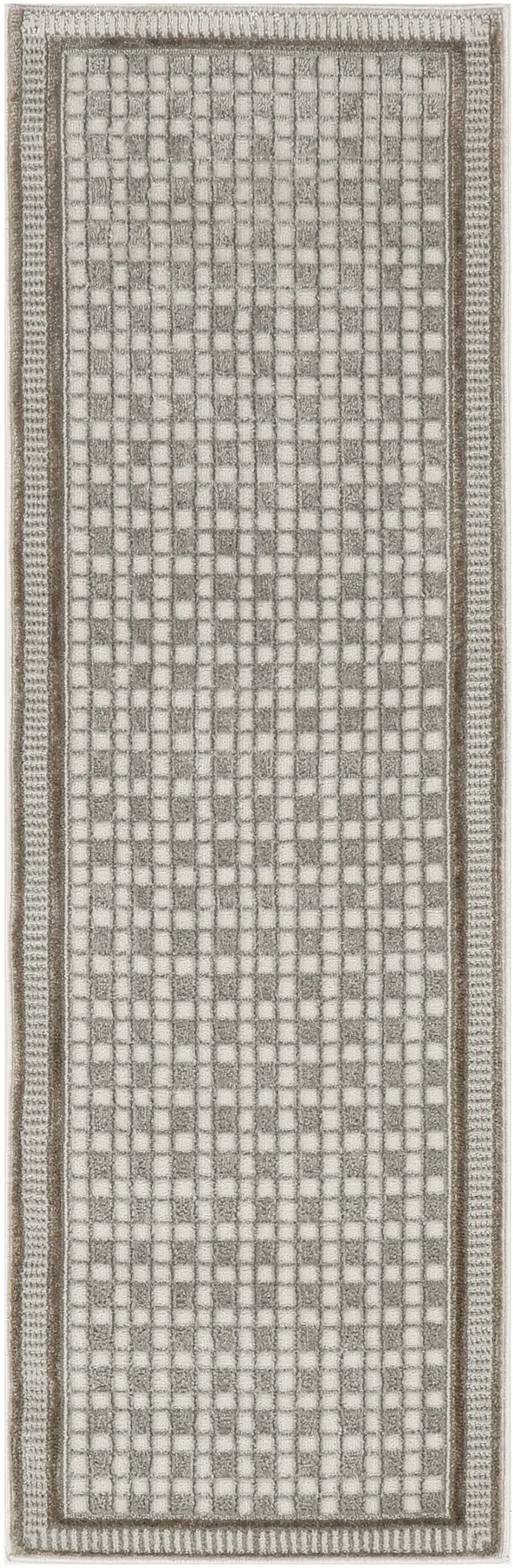 6' Ivory And Gray Geometric Runner Rug Photo 4