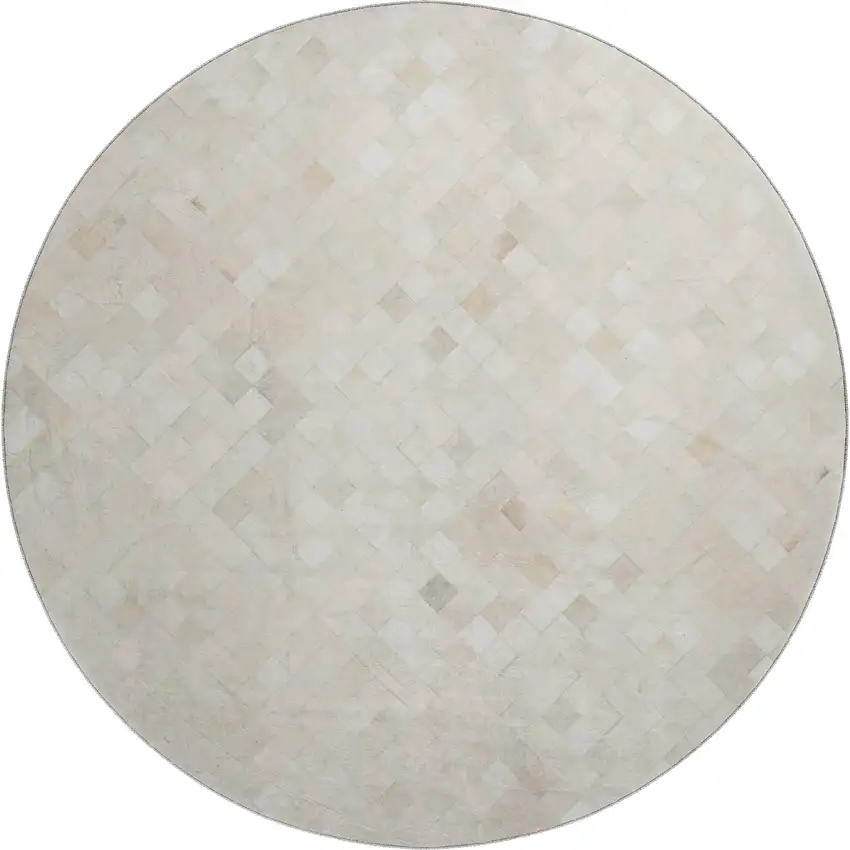 8' Ivory And Gray Geometric Washable Round Rug With UV Protection Photo 2