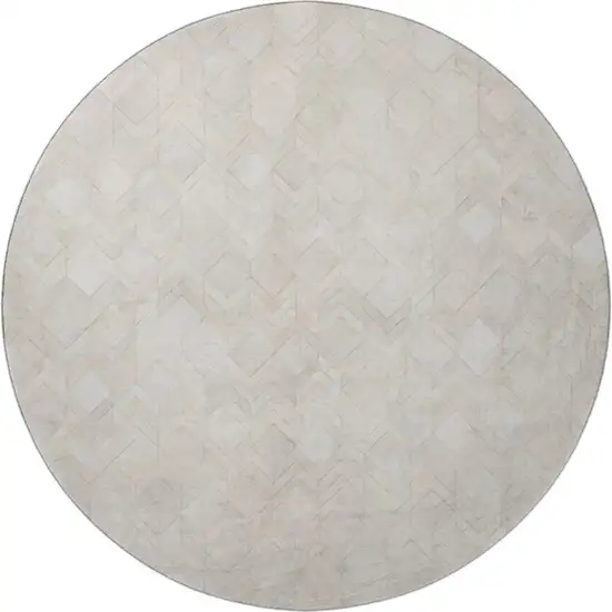 8' Ivory And Gray Geometric Washable Round Rug With UV Protection Photo 4