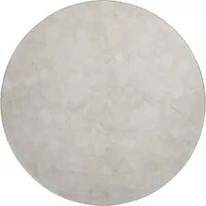 Photo of 8' Ivory And Gray Geometric Washable Round Rug With UV Protection