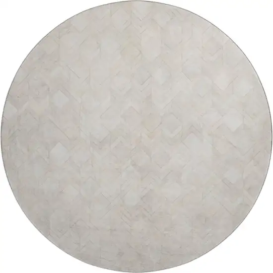 8' Ivory And Gray Geometric Washable Round Rug With UV Protection Photo 2