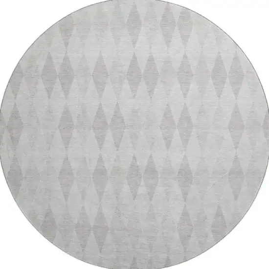 8' Ivory And Gray Geometric Washable Round Rug With UV Protection Photo 3