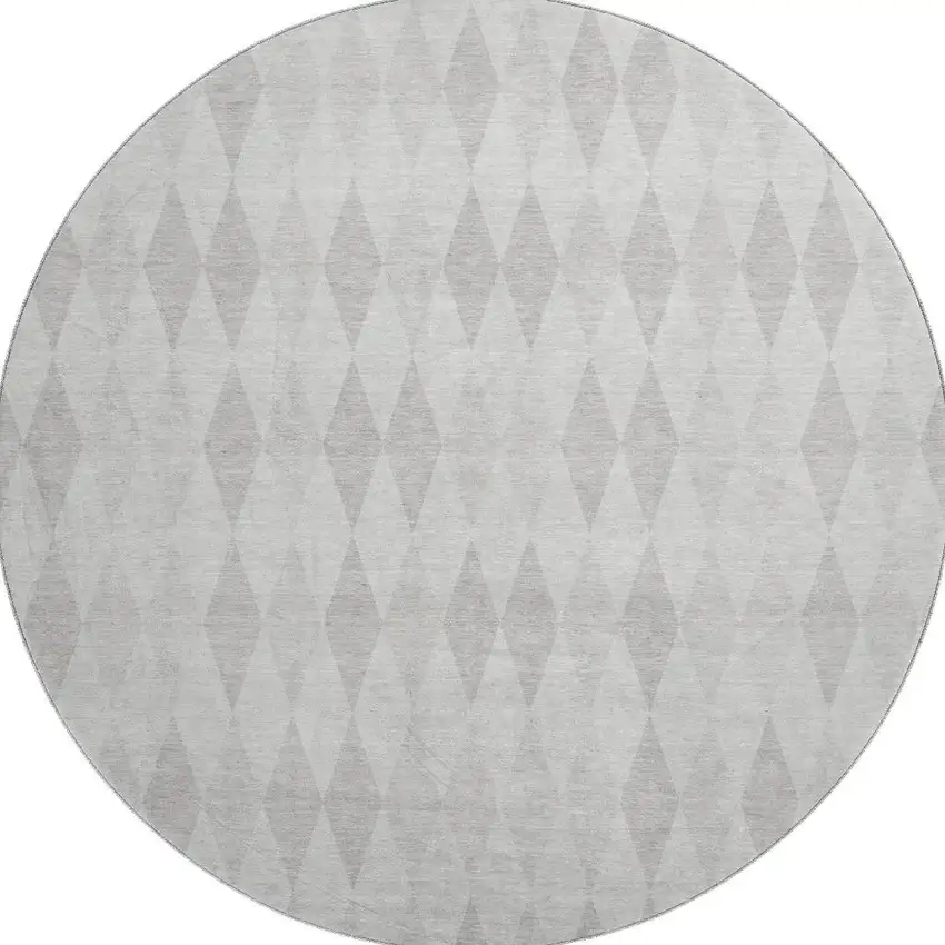 8' Ivory And Gray Geometric Washable Round Rug With UV Protection Photo 3