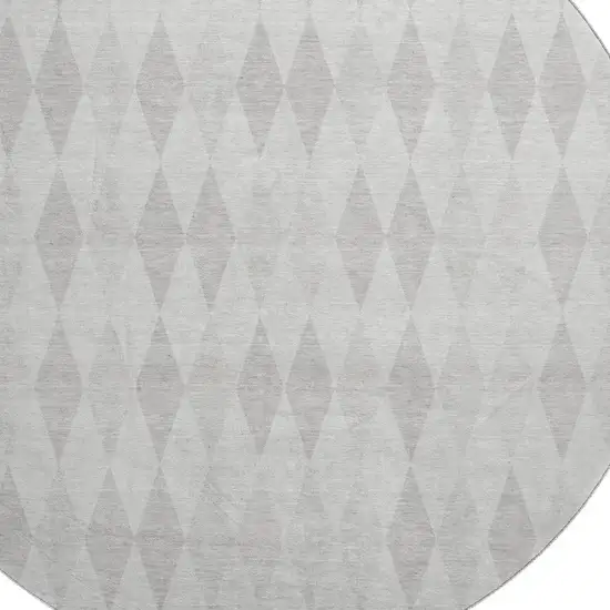 8' Ivory And Gray Geometric Washable Round Rug With UV Protection Photo 2