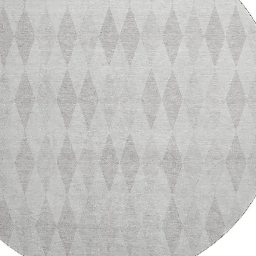 8' Ivory And Gray Geometric Washable Round Rug With UV Protection Photo 2
