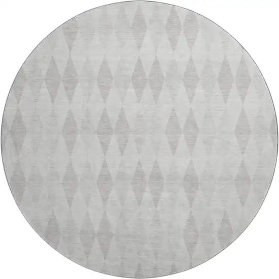8' Ivory And Gray Geometric Washable Round Rug With UV Protection Photo 1