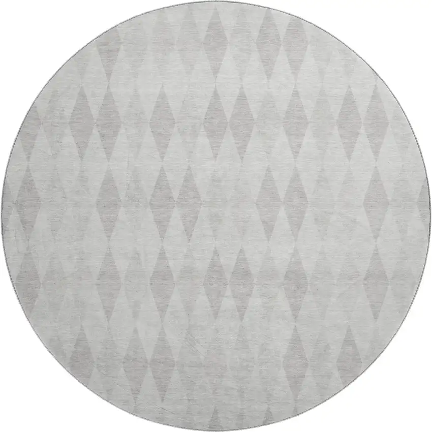 8' Ivory And Gray Geometric Washable Round Rug With UV Protection Photo 1