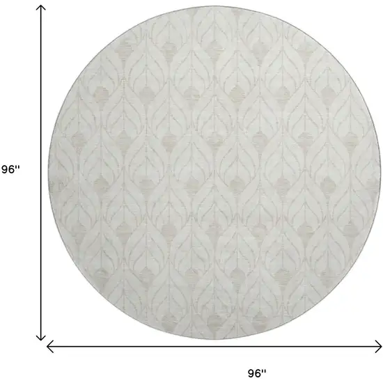 8' Ivory And Gray Geometric Washable Round Rug With UV Protection Photo 9