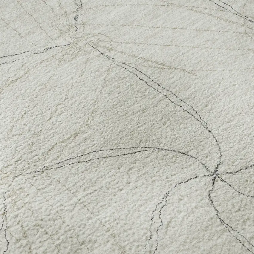 8' Ivory And Gray Geometric Washable Round Rug With UV Protection Photo 8