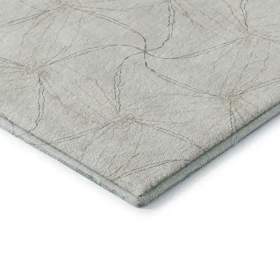 8' Ivory And Gray Geometric Washable Round Rug With UV Protection Photo 6