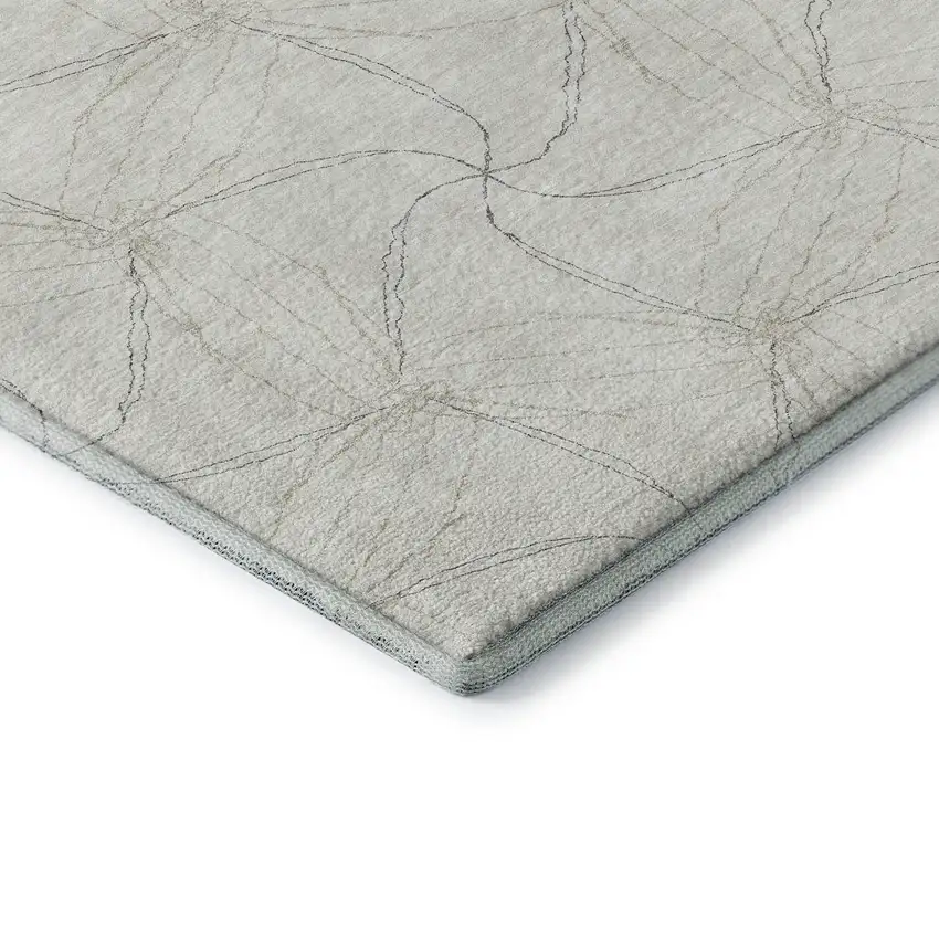 8' Ivory And Gray Geometric Washable Round Rug With UV Protection Photo 6