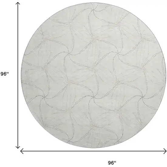 8' Ivory And Gray Geometric Washable Round Rug With UV Protection Photo 9