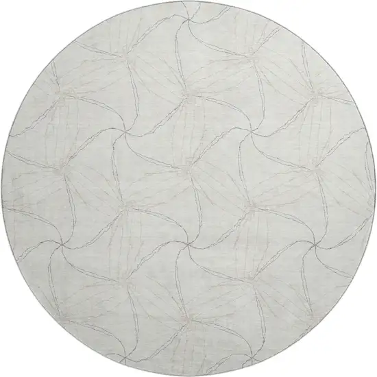 8' Ivory And Gray Geometric Washable Round Rug With UV Protection Photo 1
