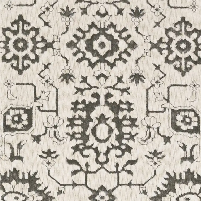 8' Ivory And Gray Oriental Runner Rug Photo 8