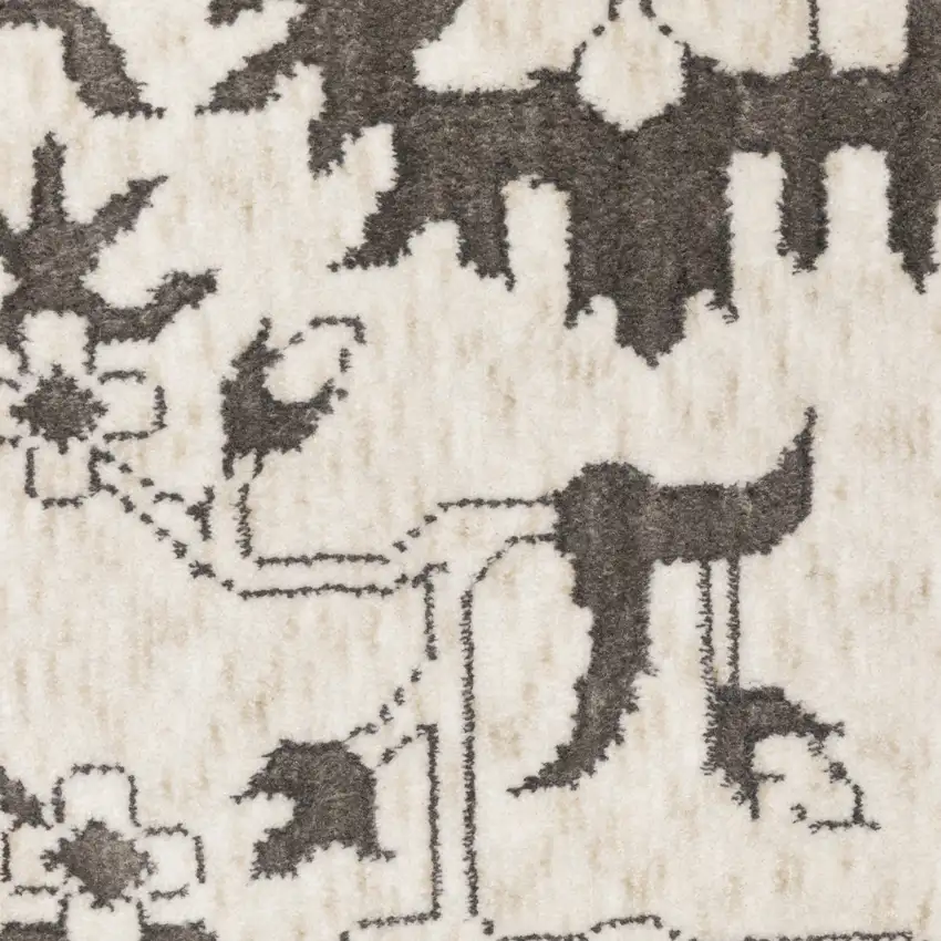 8' Ivory And Gray Oriental Runner Rug Photo 4