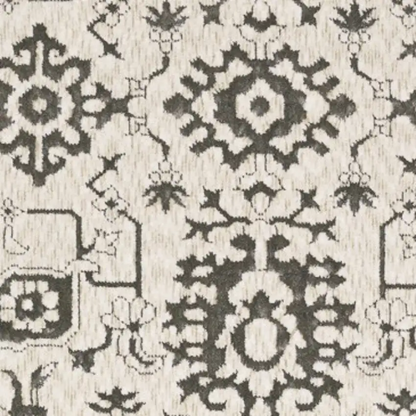 8' Ivory And Gray Oriental Runner Rug Photo 7