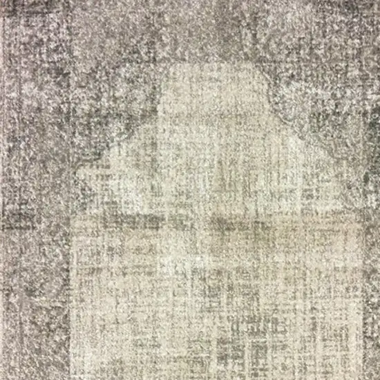 8' Ivory And Gray Oriental Runner Rug Photo 6