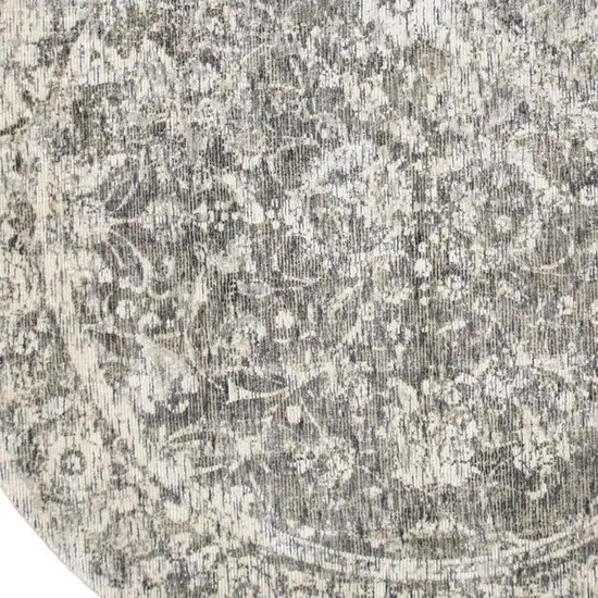8' Ivory And Gray Round Abstract Hand Woven Area Rug Photo 4