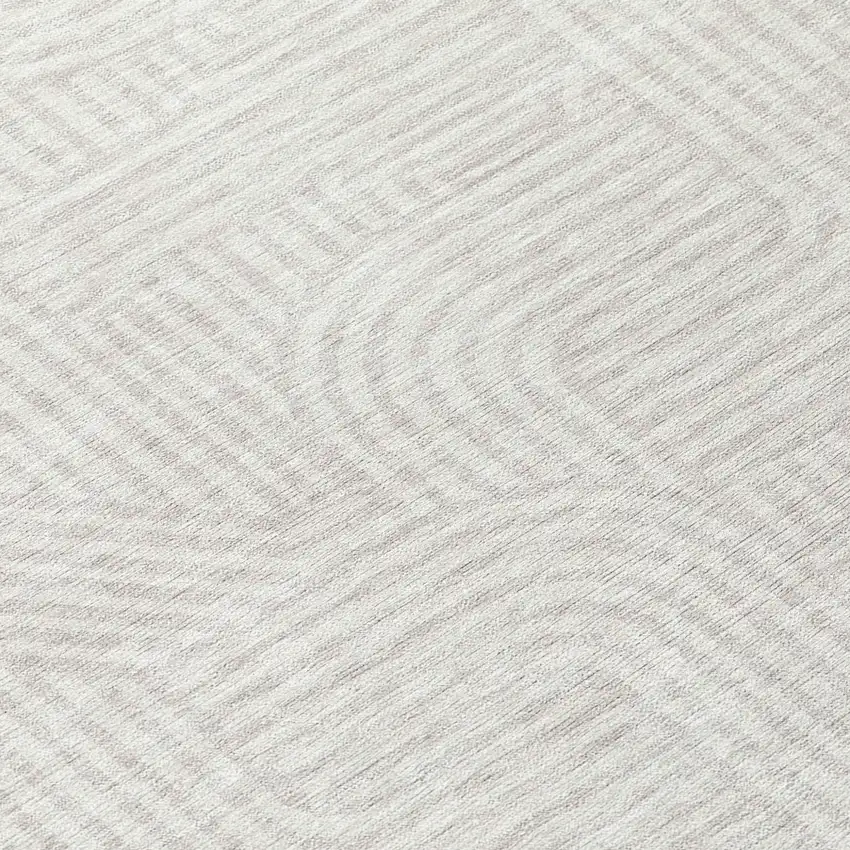 8' Ivory And Gray Round Abstract Washable Indoor Outdoor Area Rug Photo 8
