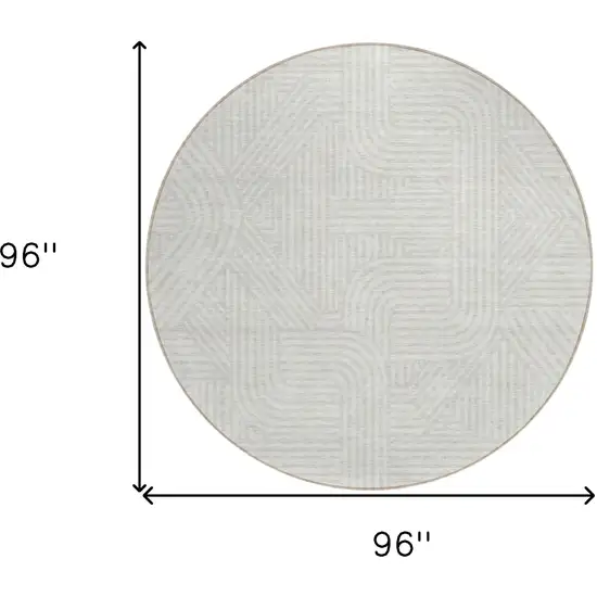 8' Ivory And Gray Round Abstract Washable Indoor Outdoor Area Rug Photo 3