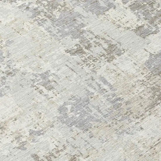 8' Ivory And Gray Round Abstract Washable Indoor Outdoor Area Rug Photo 8