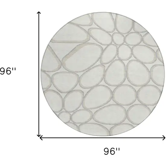 8' Ivory And Gray Round Abstract Washable Indoor Outdoor Area Rug Photo 3