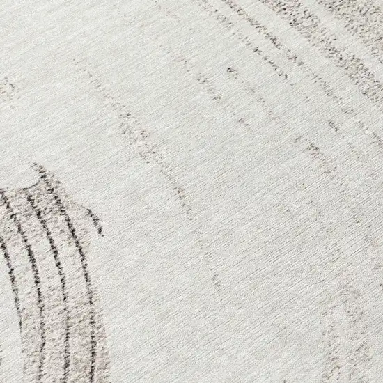 8' Ivory And Gray Round Abstract Washable Indoor Outdoor Area Rug Photo 9