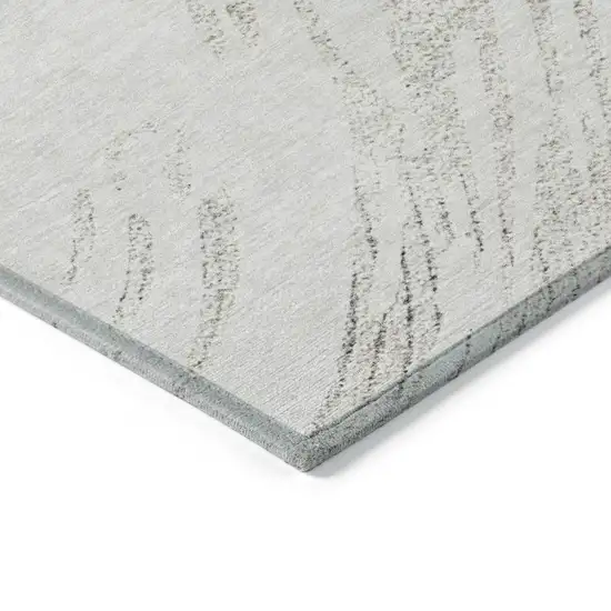 8' Ivory And Gray Round Abstract Washable Indoor Outdoor Area Rug Photo 5