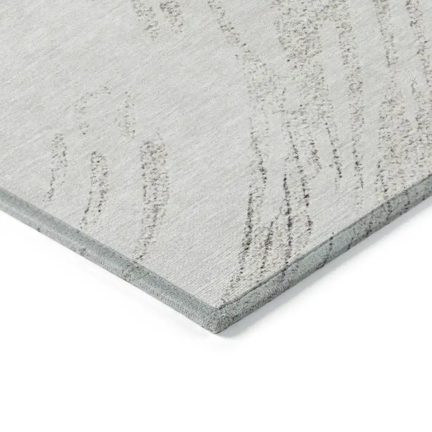 8' Ivory And Gray Round Abstract Washable Indoor Outdoor Area Rug Photo 5