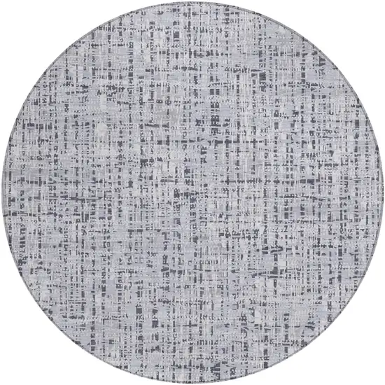 8' Ivory And Gray Round Abstract Washable Indoor Outdoor Area Rug Photo 2