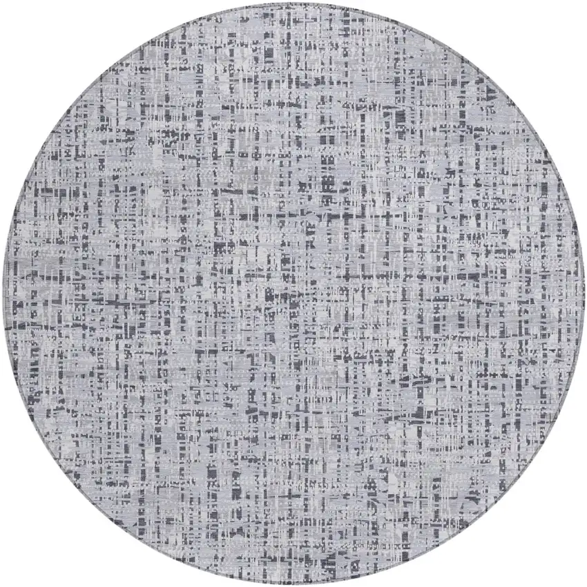 8' Ivory And Gray Round Abstract Washable Indoor Outdoor Area Rug Photo 2