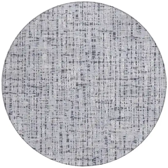 8' Ivory And Gray Round Abstract Washable Indoor Outdoor Area Rug Photo 4