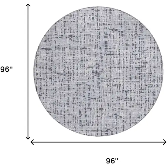 8' Ivory And Gray Round Abstract Washable Indoor Outdoor Area Rug Photo 7