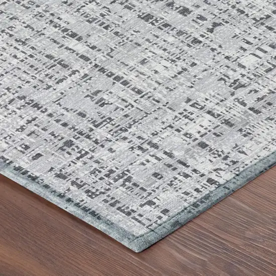 8' Ivory And Gray Round Abstract Washable Indoor Outdoor Area Rug Photo 5