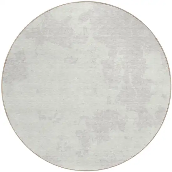 8' Ivory And Gray Round Abstract Washable Indoor Outdoor Area Rug Photo 2