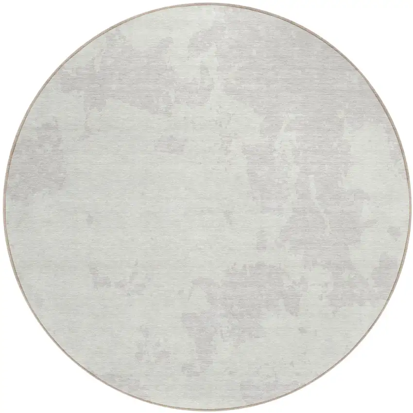 8' Ivory And Gray Round Abstract Washable Indoor Outdoor Area Rug Photo 2