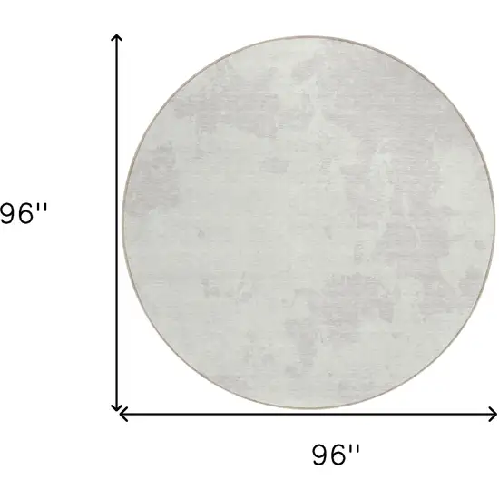 8' Ivory And Gray Round Abstract Washable Indoor Outdoor Area Rug Photo 3