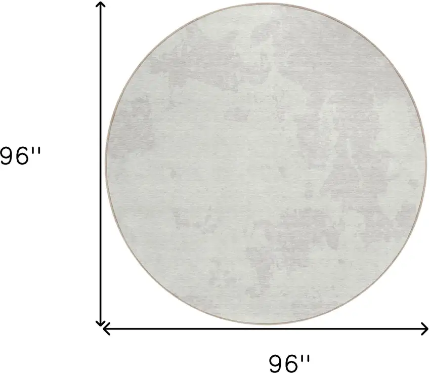 8' Ivory And Gray Round Abstract Washable Indoor Outdoor Area Rug Photo 3