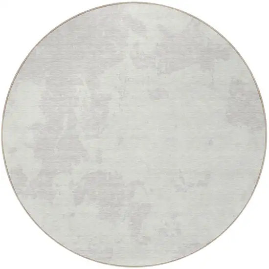 8' Ivory And Gray Round Abstract Washable Indoor Outdoor Area Rug Photo 5