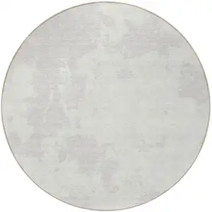 Photo of 8' Ivory And Gray Round Abstract Washable Indoor Outdoor Area Rug